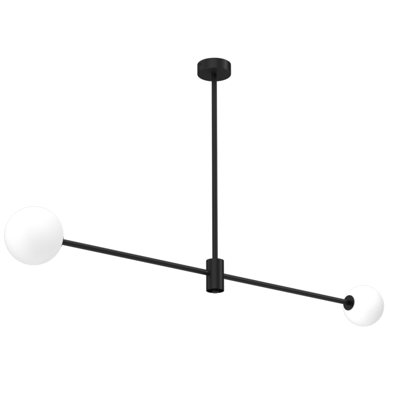 Plafonnier DORI barre métal noir 2 boules banches G9 Minimaliste 