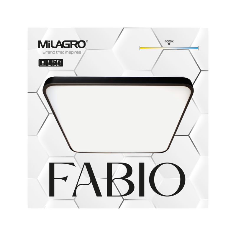 Plafonnier FABIO carré 37 cm noir et blanc LED blanc neutre 4000K 23W Minimaliste 