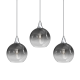 Suspension MONTE 3 abat-jour alignés goutte verre fumé et métal argenté E27 Design chic 