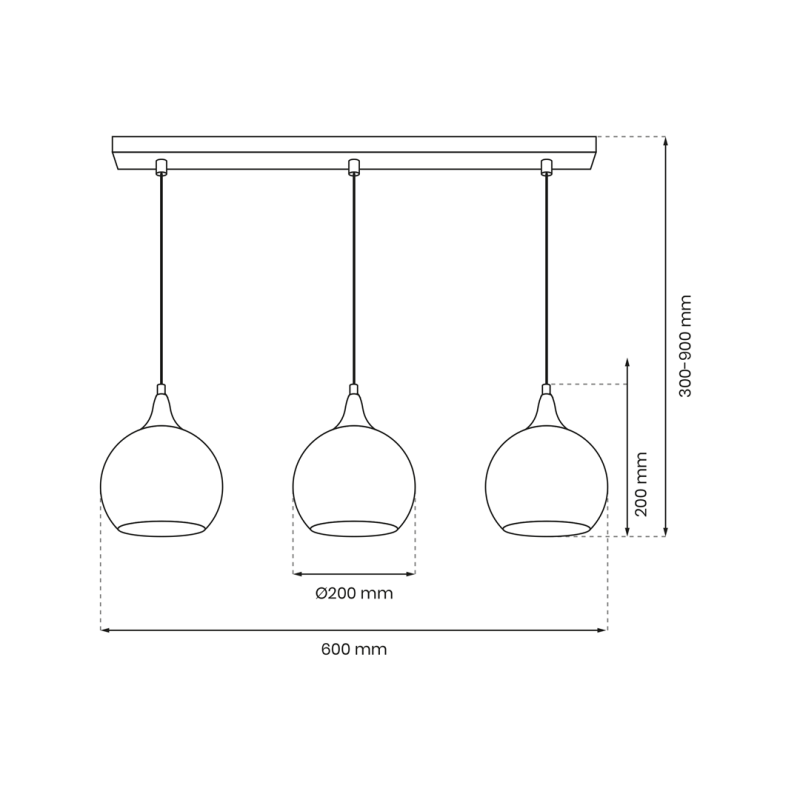 Suspension MONTE 3 abat-jour alignés goutte verre fumé et métal argenté E27 Design chic 