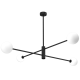 Plafonnier DORI barre métal noir 4 boules banches G9 Minimaliste 