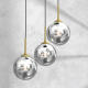 Suspension REFLEX 3 boules verre fumé miroir doré E14 et E27 Design chic 