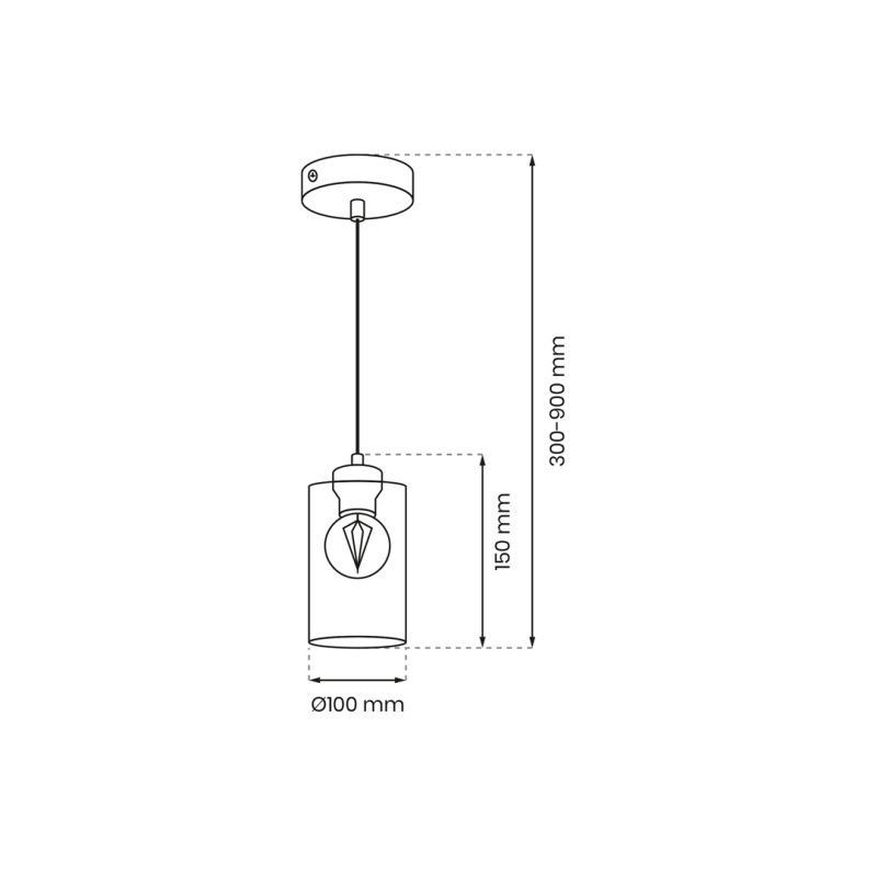 Suspension CHIC abat-jour verre fumé douille doré E27 base métal noir Industriel 