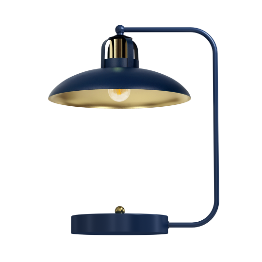 Lampe de bureau FELIX Cloche métal bleu intérieur doré E27 Industriel 