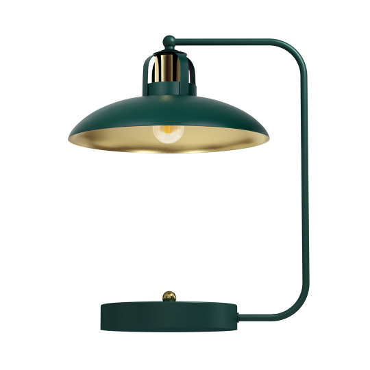 Lampe de bureau FELIX Cloche métal vert intérieur doré E27 Industriel 