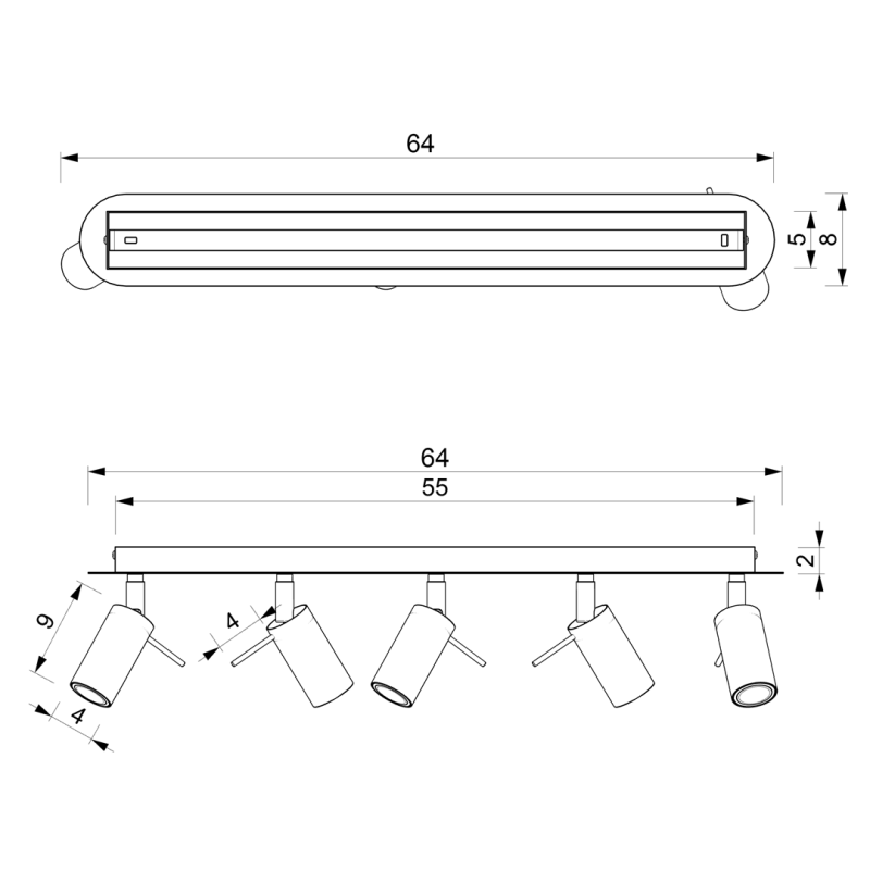 Plafonnier PRESTON métal blanc et doré 5 spots orientables mini GU10 Industriel 