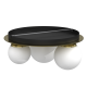 Plafonnier PLATO base ronde plastique doré 3 boules verre blanc E14 + E27 Design chic 