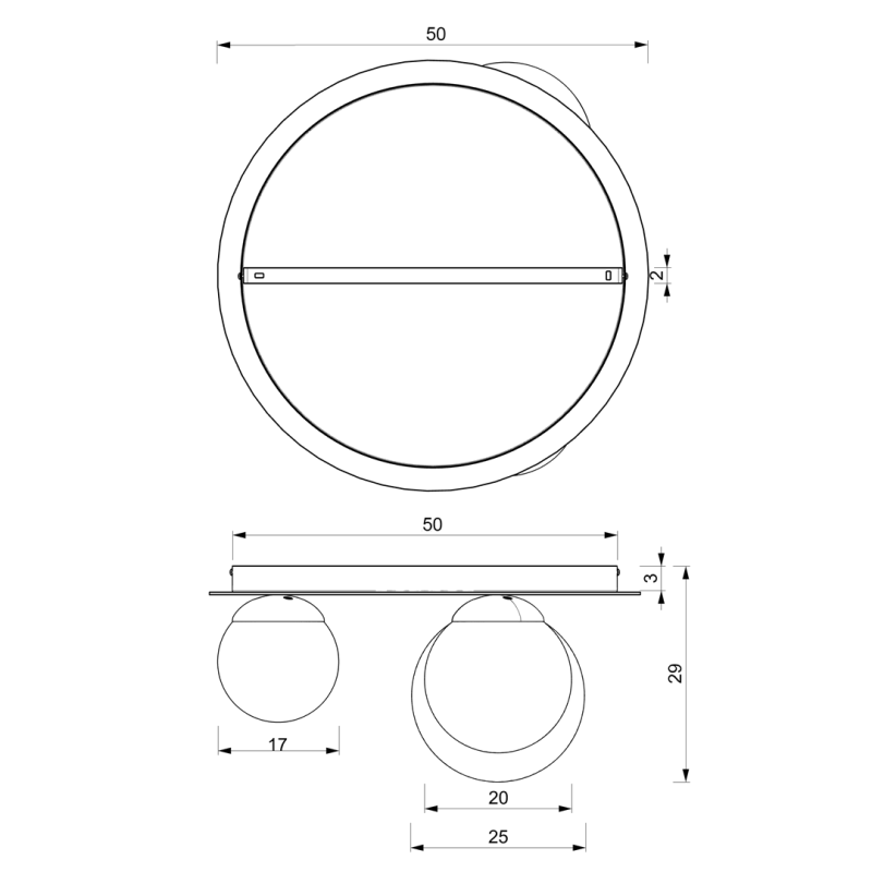 Plafonnier PLATO base ronde plastique doré 3 boules verre blanc E14 + E27 Design chic 