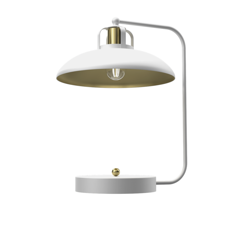 Lampe de bureau FELIX Cloche métal blanc intérieur doré E27 Industriel 