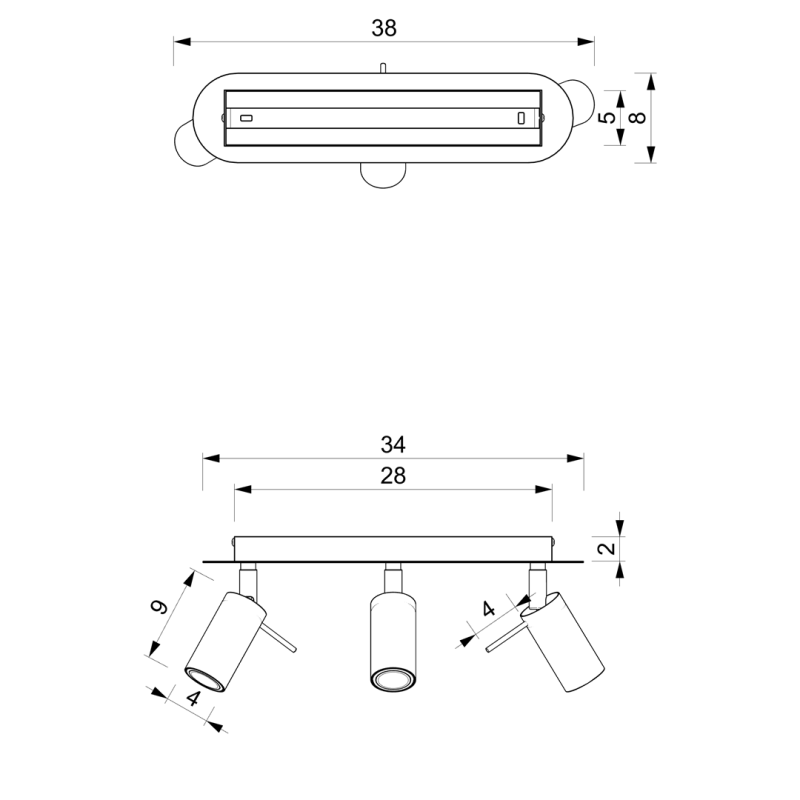 Plafonnier PRESTON métal noir et doré 3 spots orientables mini GU10 Industriel 