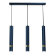 Suspension JOKER 3 tubes métal bleu anneau doré GU10 Minimaliste 