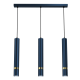 Suspension JOKER 3 tubes métal bleu anneau doré GU10 Minimaliste 