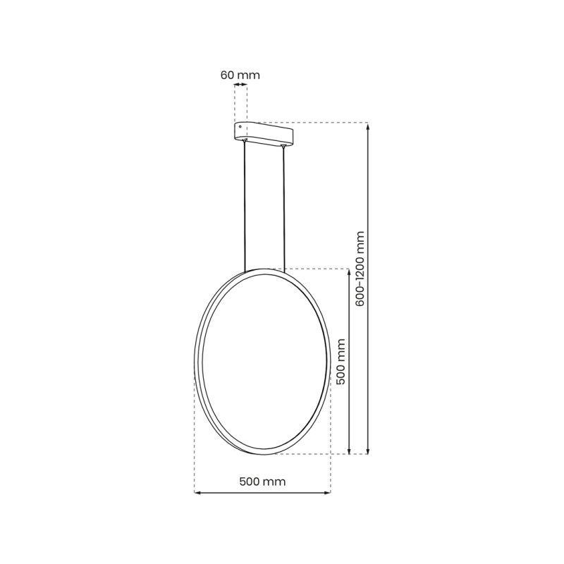 Suspension SATURNO Anneau noir 50cm LED 28W blanc neutre 4000k 1500Lm Design chic 