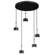 Suspension ARENA 5 abat-jour cylindriques métal noir et doré base ronde GX53 Design chic 