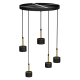 Suspension ARENA 5 abat-jour cylindriques métal noir et doré base ronde GX53 Design chic 