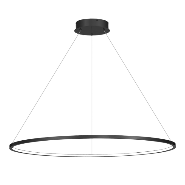 Suspension SATURNO Anneau noir 100cm LED 57W blanc neutre 4000k 3100Lm Design chic 