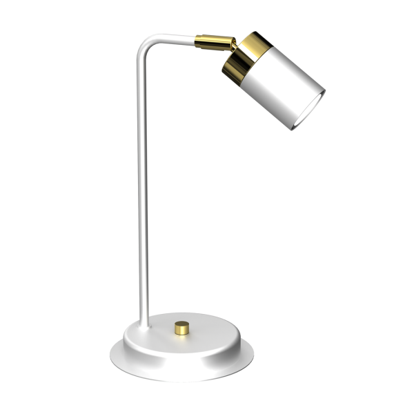Lampe de bureau JOKER métal blanc anneau doré GU10 Minimaliste 