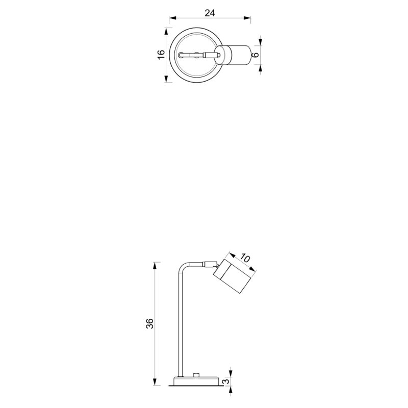 Lampe de bureau JOKER métal blanc anneau doré GU10 Minimaliste 