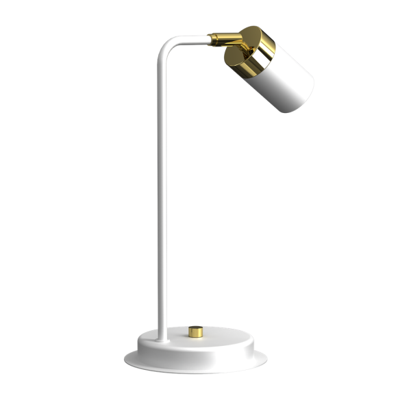 Lampe de bureau JOKER métal blanc anneau doré GU10 Minimaliste 