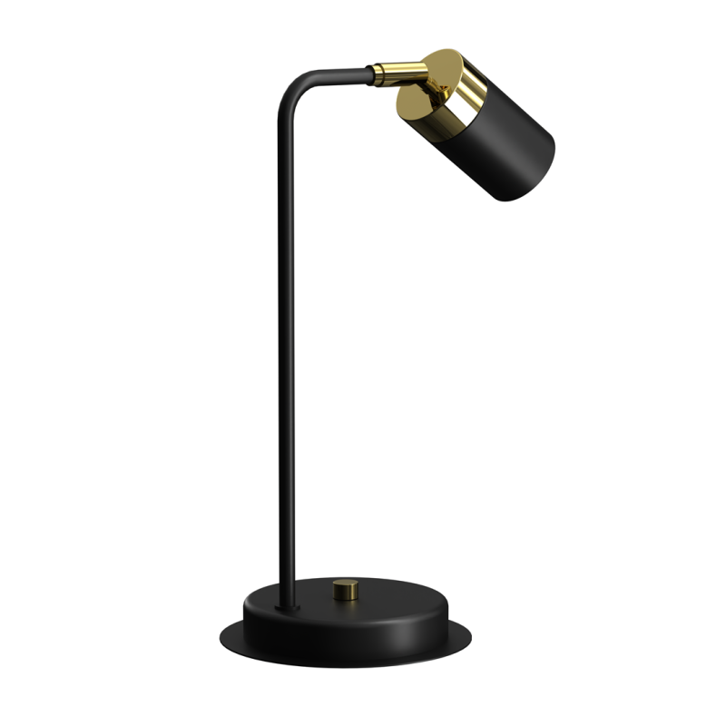 Lampe de bureau JOKER métal noir anneau doré GU10 Minimaliste 