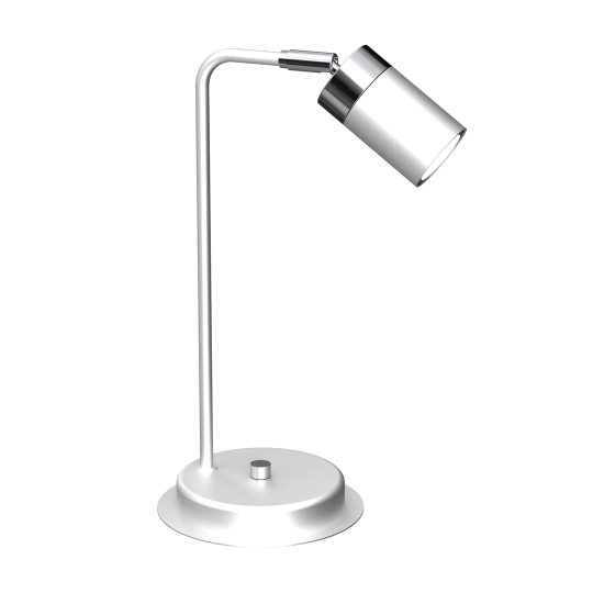 Lampe de bureau JOKER métal blanc anneau chromé GU10 Minimaliste 