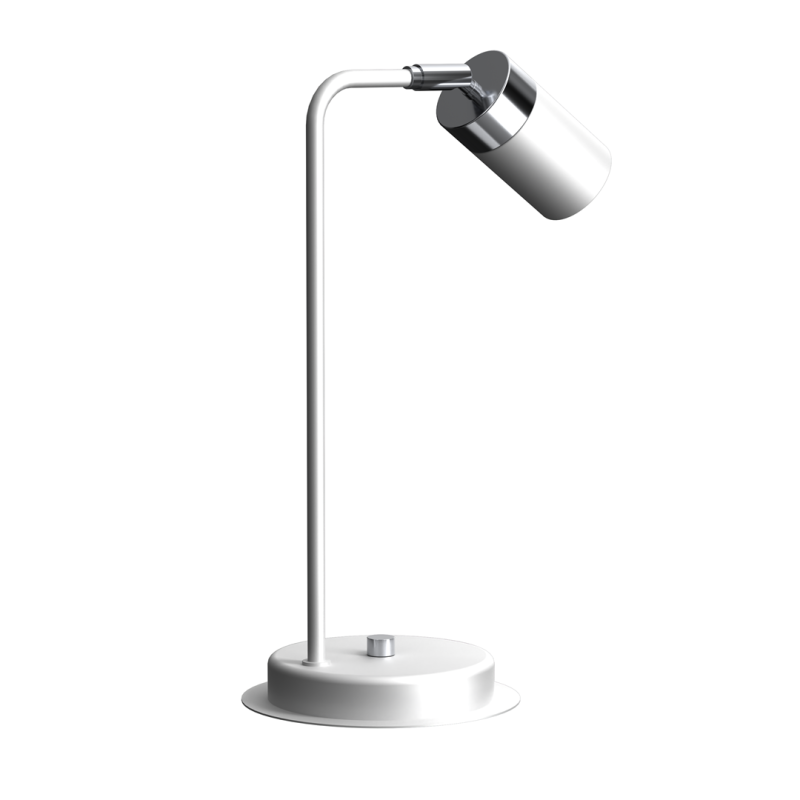 Lampe de bureau JOKER métal blanc anneau chromé GU10 Minimaliste 