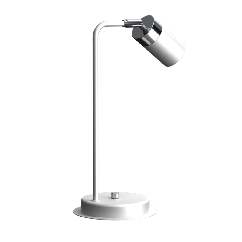 Lampe de bureau JOKER métal blanc anneau chromé GU10 Minimaliste 