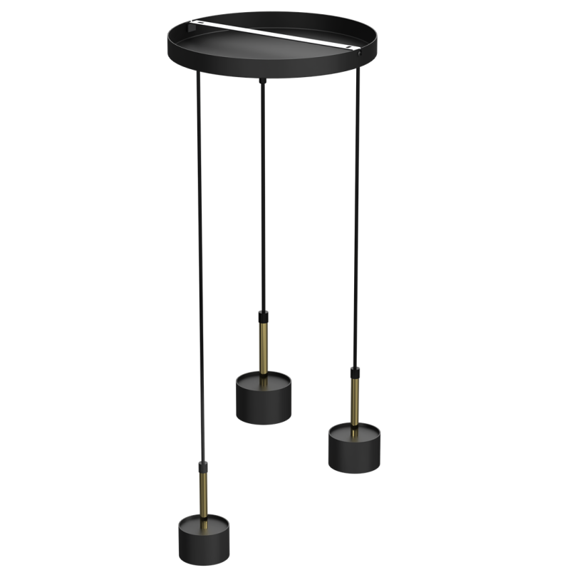 Suspension ARENA 3 abat-jour cylindriques alignés métal noir et doré GX53 Design chic 