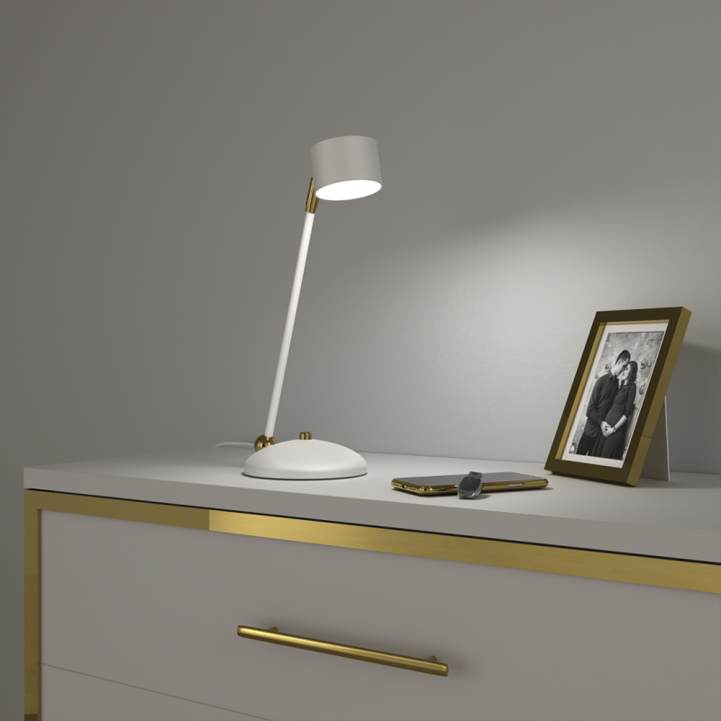 Lampe de bureau ARENA métal blanc et doré GX53 Design chic 