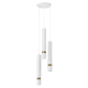 Suspension JOKER 3 tubes métal blanc anneau doré GU10 base ronde Minimaliste 