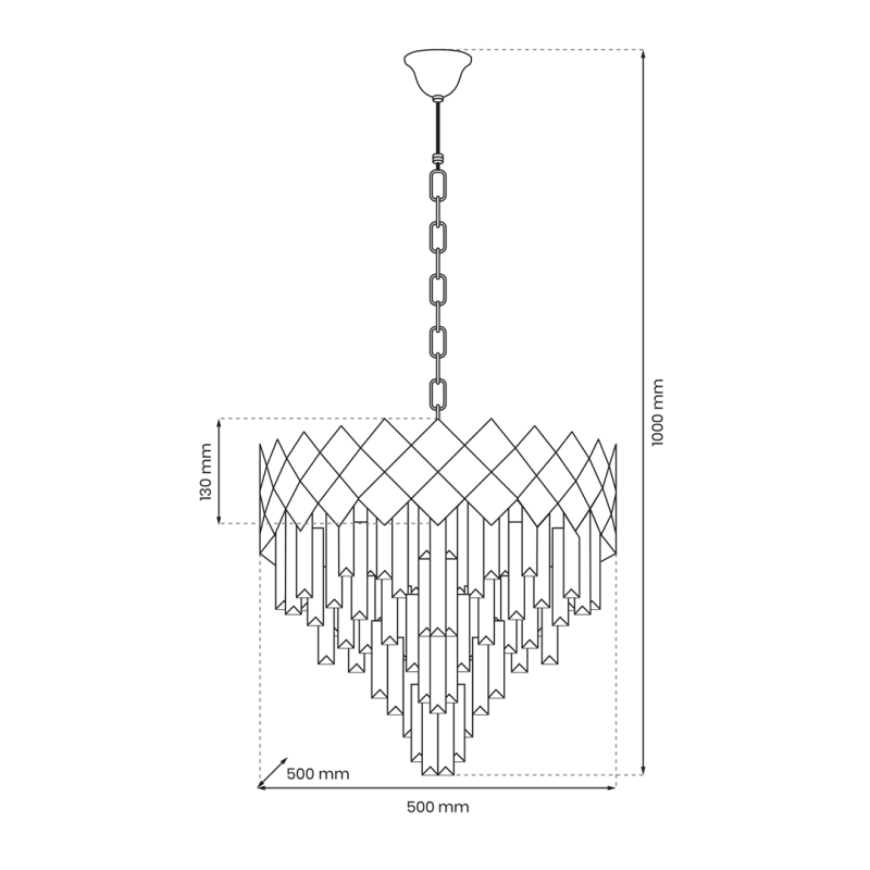 Suspension CARISMA bandeau métal losanges métal chromé et cristaux suspendus E14 Vintage 