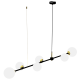 Suspension POP barre horizontale métal noir doré 146cm 6 boules verre blanc E14 Design chic 