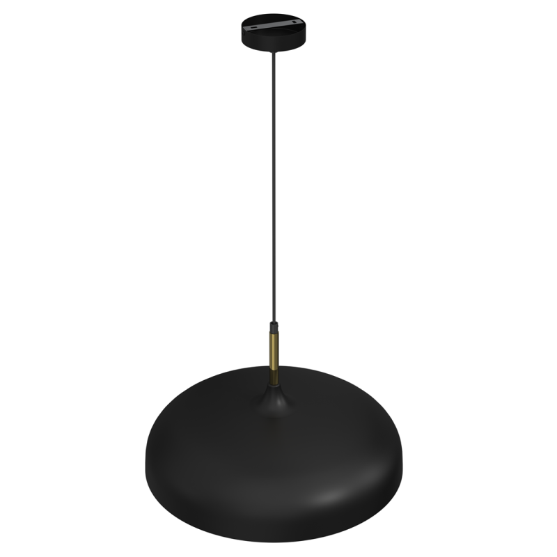 Suspension LINCOLN 45cm cloche métal noir intérieur doré E27 Industriel 