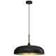 Suspension LINCOLN 45cm cloche métal noir intérieur doré E27 Industriel 