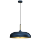 Suspension LINCOLN 45cm cloche métal bleu intérieur doré E27 Industriel 