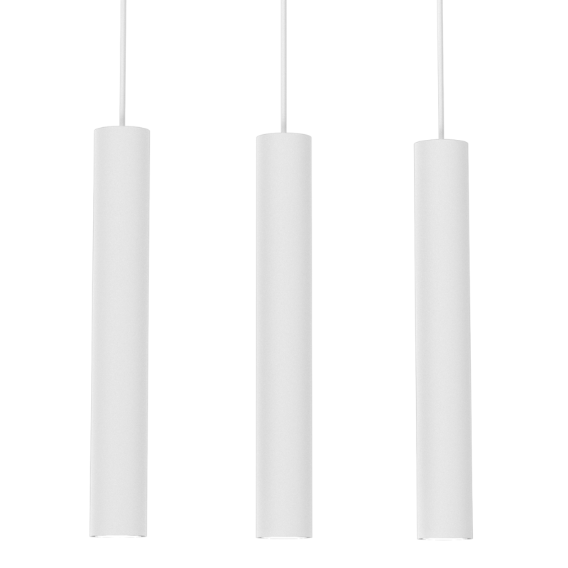 Suspension HUDSON 3 tubes métal blanc GU10 Minimaliste 