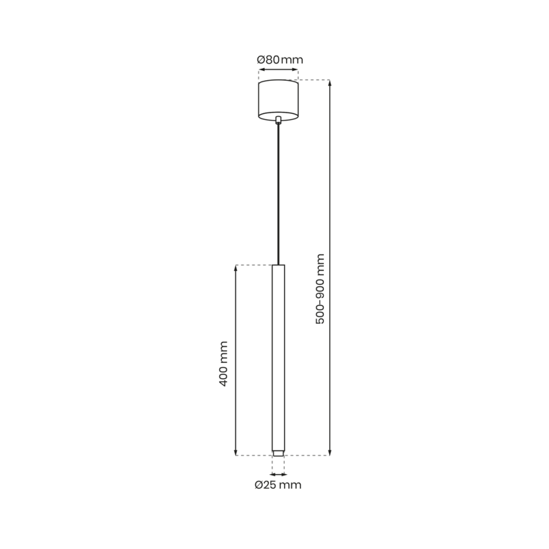 Suspension MONZA cylindre métal noir G9 Minimaliste 