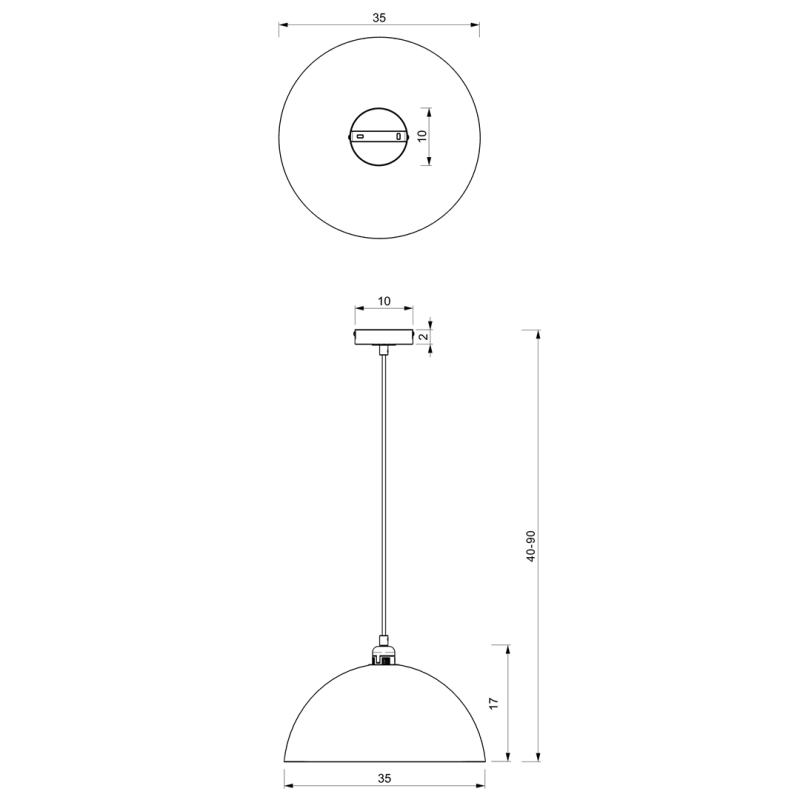 Suspension BETA abat-jour 35cm métal vert intérieur doré E27 hauteur réglable Minimaliste 