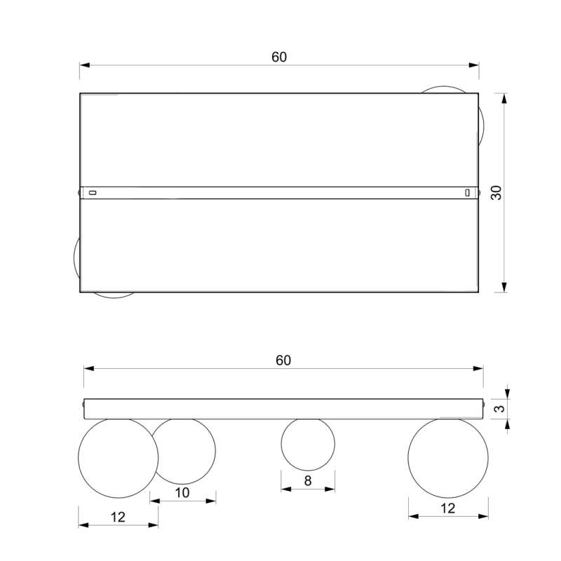 Plafonnier BIBIONE rectangle doré 4 boules verre blanc G9 Design chic 