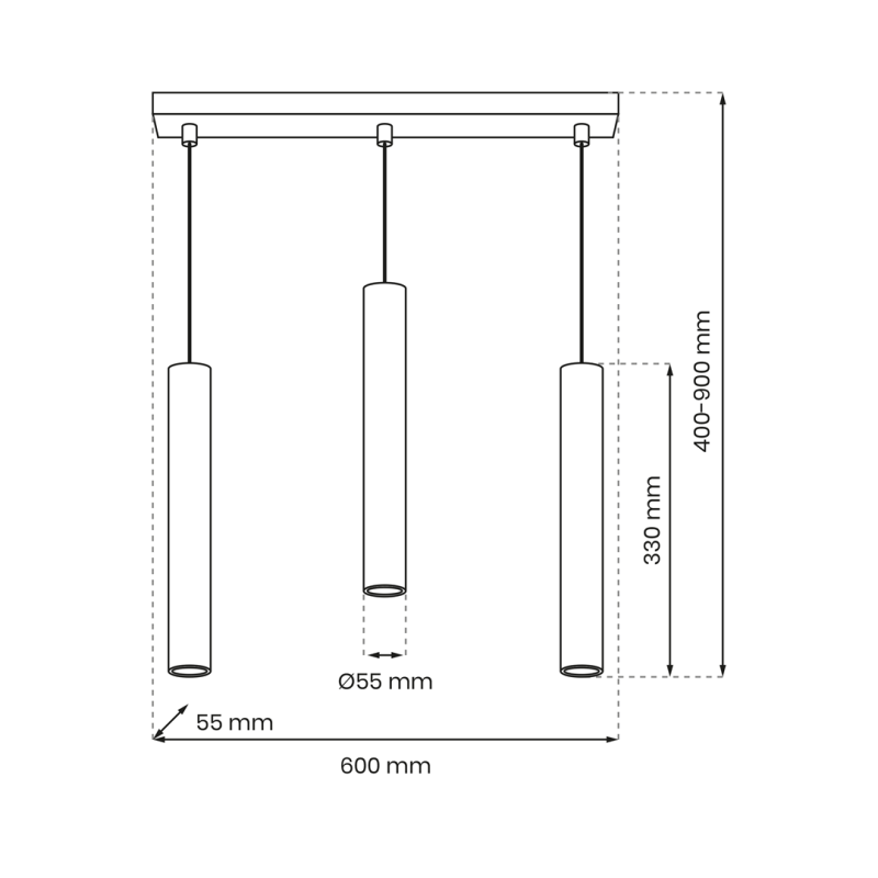 Suspension HUDSON 3 tubes métal blanc GU10 Minimaliste 