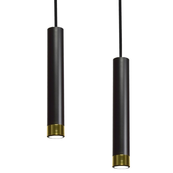 Suspension DANI 3 tubes métal noir et doré miniGU10 Industriel 