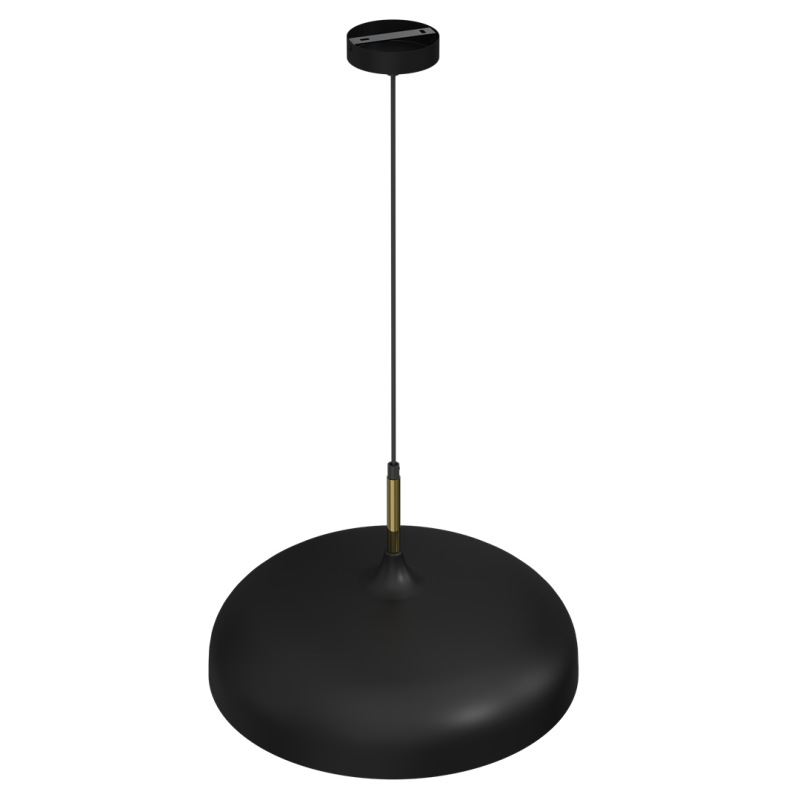 Suspension LINCOLN 45cm cloche métal noir intérieur doré E27 Industriel 