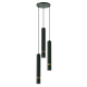 Suspension JOKER 3 tubes métal vert anneau doré GU10 base ronde Minimaliste 