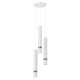 Suspension JOKER 3 tubes métal blanc anneau doré GU10 base ronde Minimaliste 