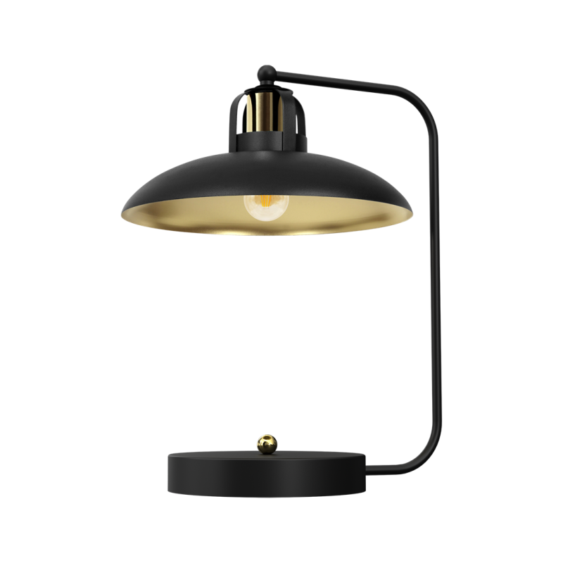 Lampe de bureau FELIX Cloche métal noir intérieur doré E27 Industriel 