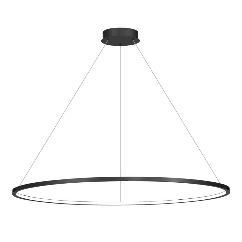 Suspension SATURNO Anneau noir 120cm LED 65W blanc neutre 4000k 3500Lm Design chic 