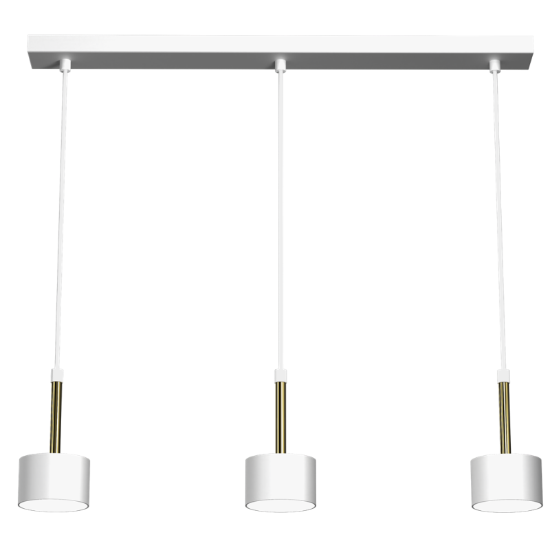 Suspension ARENA 3 abat-jour cylindriques métal blanc et doré base ronde GX53 Design chic 