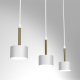 Suspension ARENA 3 abat-jour cylindriques métal blanc et doré base ronde GX53 Design chic 