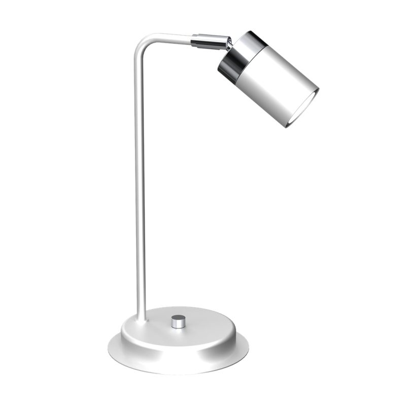 Lampe de bureau JOKER métal blanc anneau chromé GU10 Minimaliste 