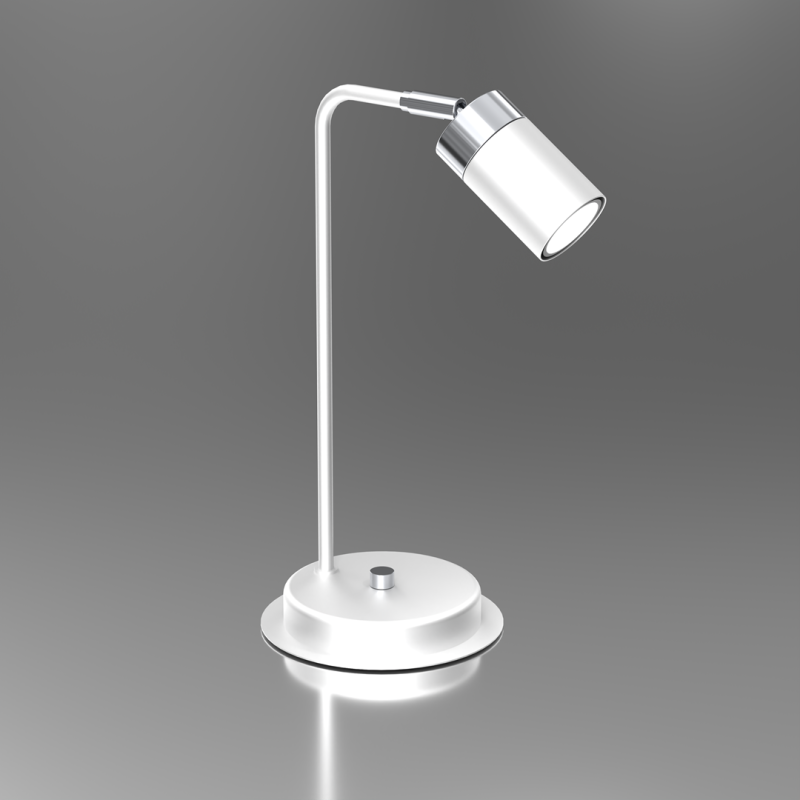 Lampe de bureau JOKER métal blanc anneau chromé GU10 Minimaliste 